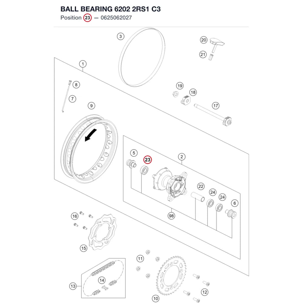 BALL BEARING 6202 2RS1 C3