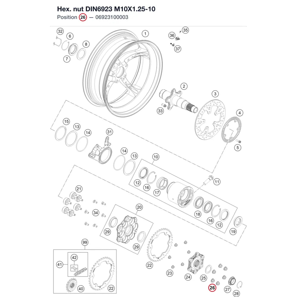 Hex. nut DIN6923 M10X1.25-10