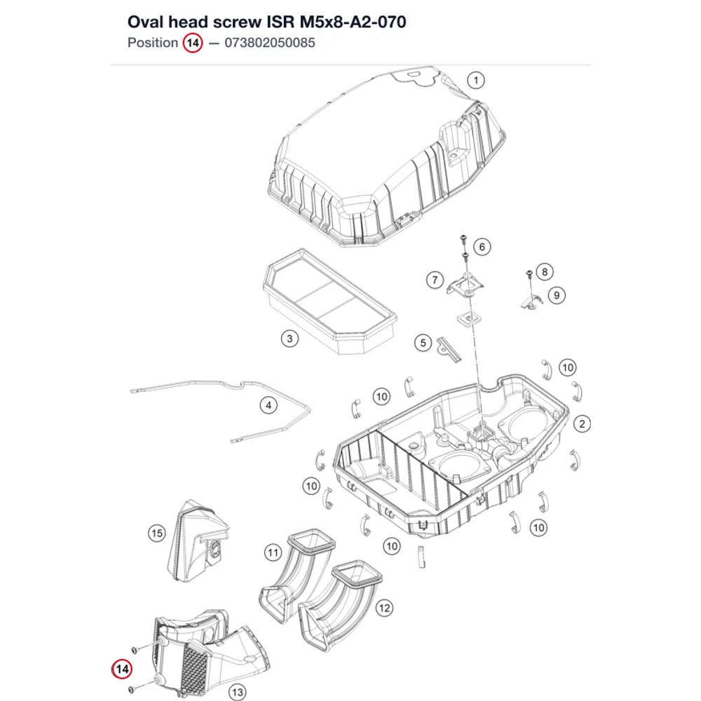Oval head screw ISR M5x8-A2-070