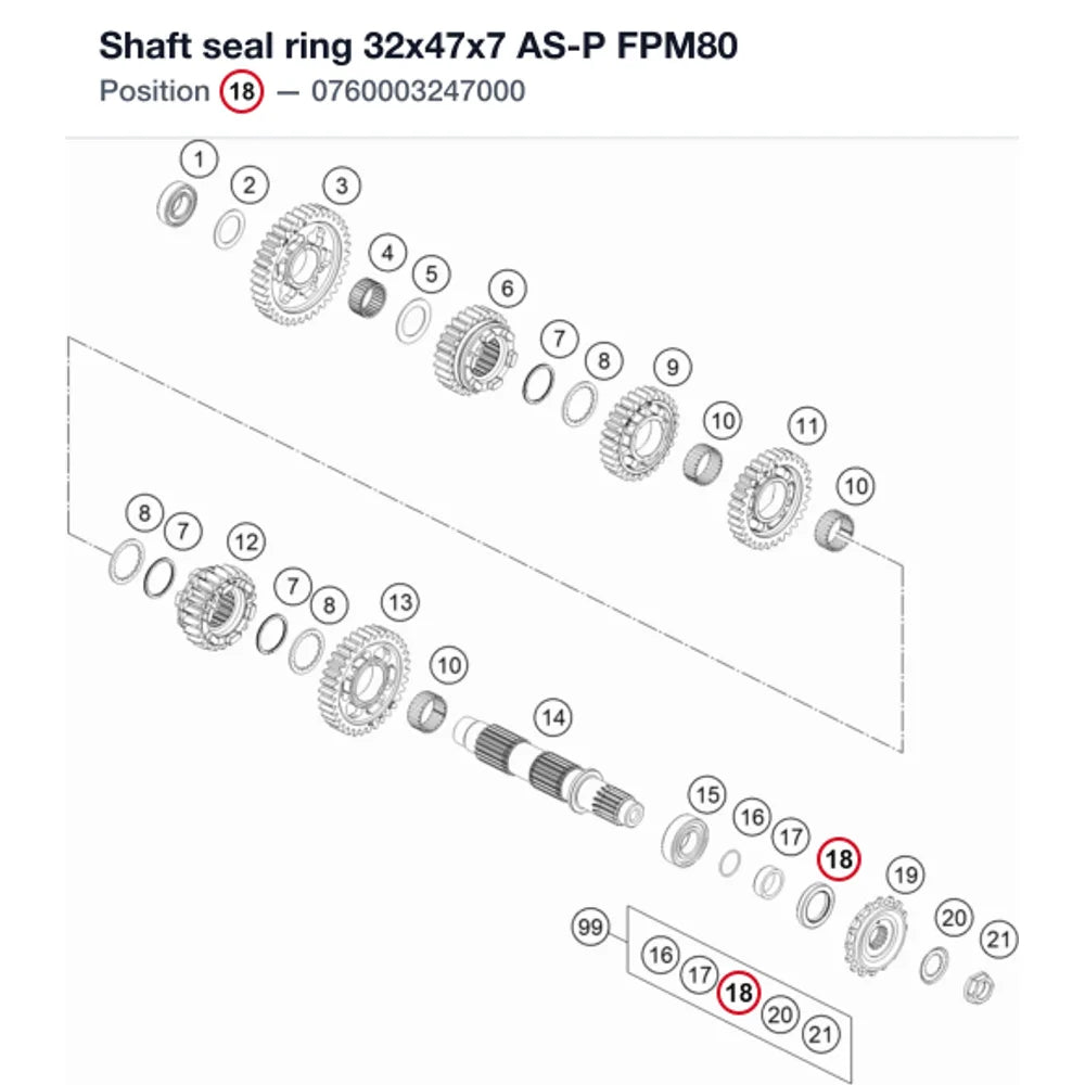 Shaft seal ring 32x47x7 AS-P FPM80