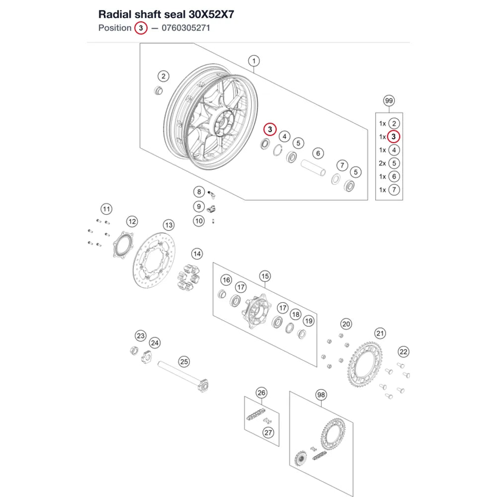 Radial shaft seal 30X52X7