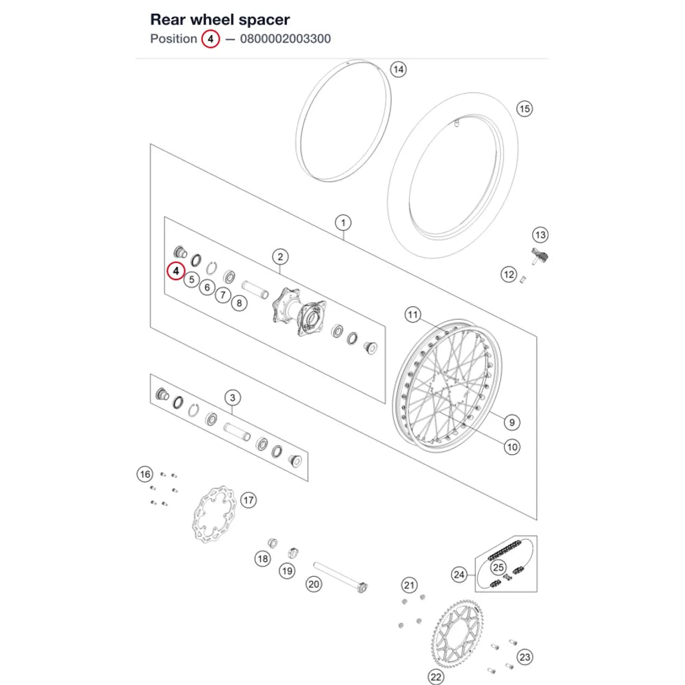 Rear wheel spacer