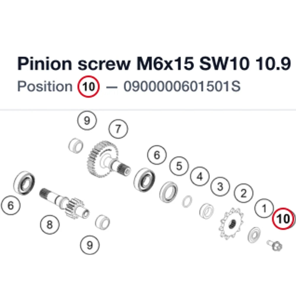 Pinion screw M6x15 SW10 10.9