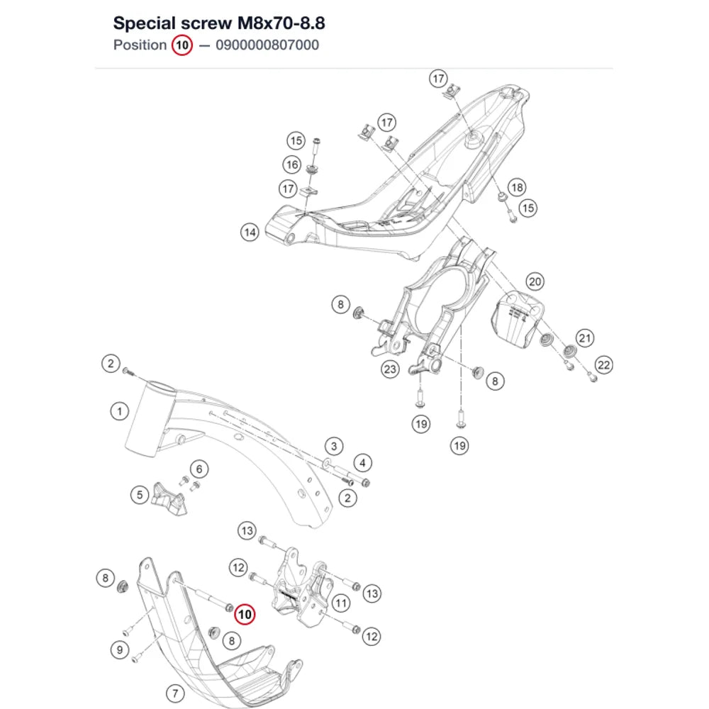 Special screw M8x70-8.8