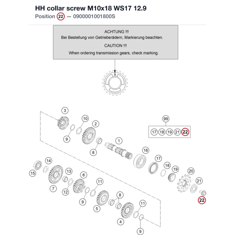 HH collar screw M10x18 WS17 12.9