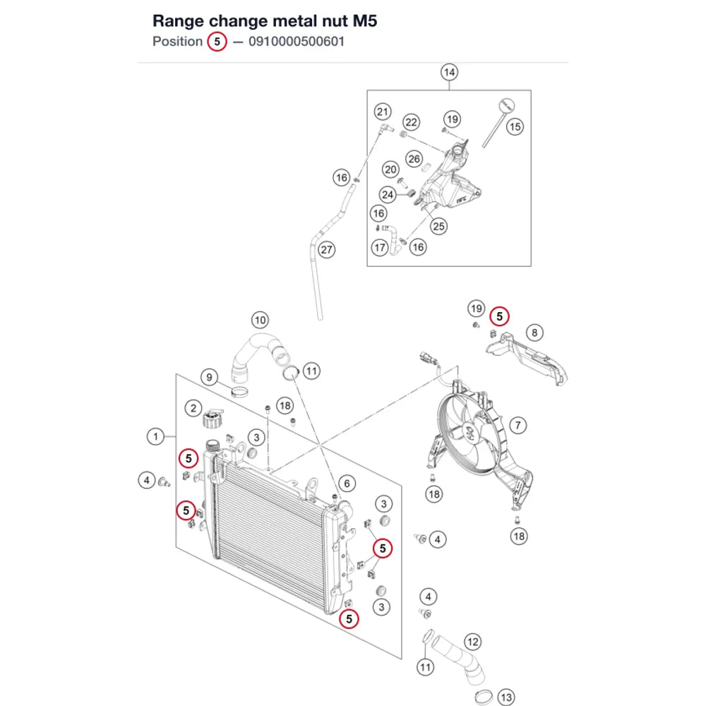 Range change metal nut M5