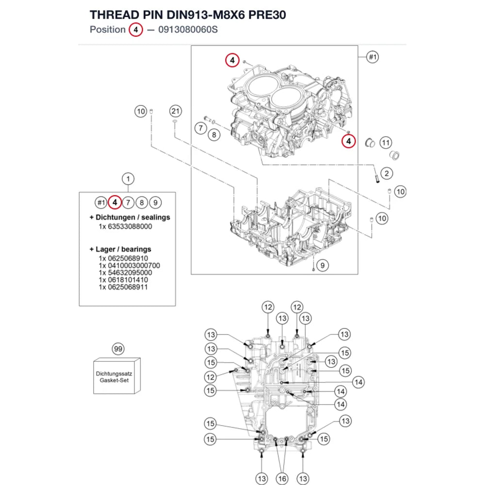 THREAD PIN DIN913-M8X6 PRE30