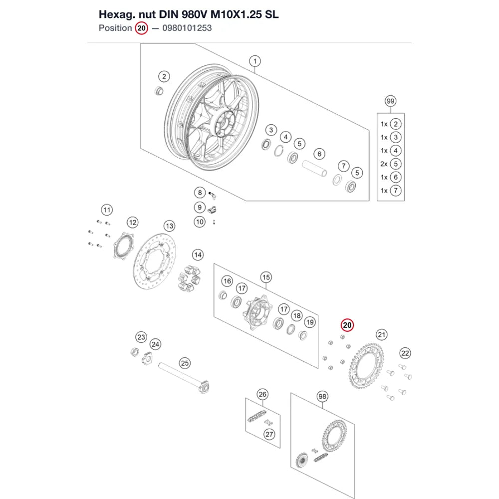 Hexag. nut DIN 980V M10X1.25 SL