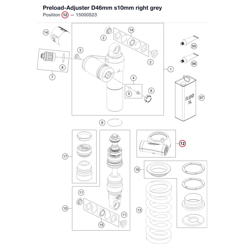 Preload-Adjuster D46mm s10mm right grey