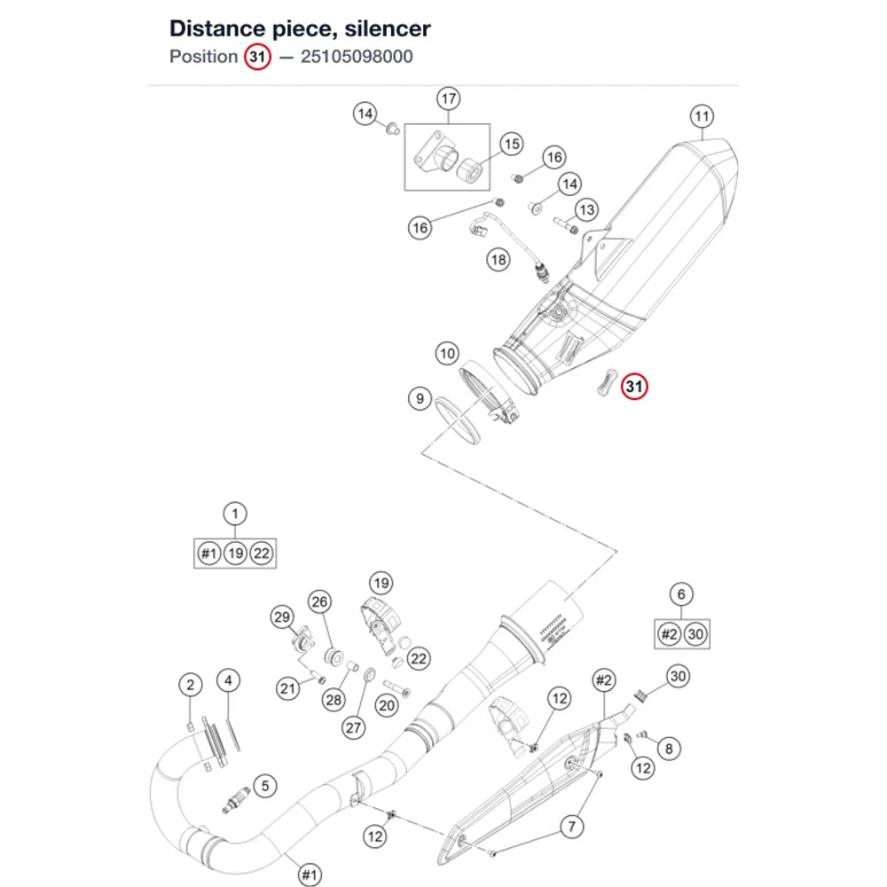 Distance piece, silencer