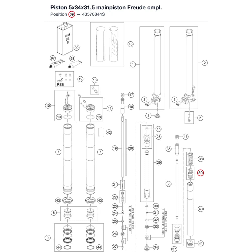 Piston 5x34x31,5 mainpiston Freude cmpl.