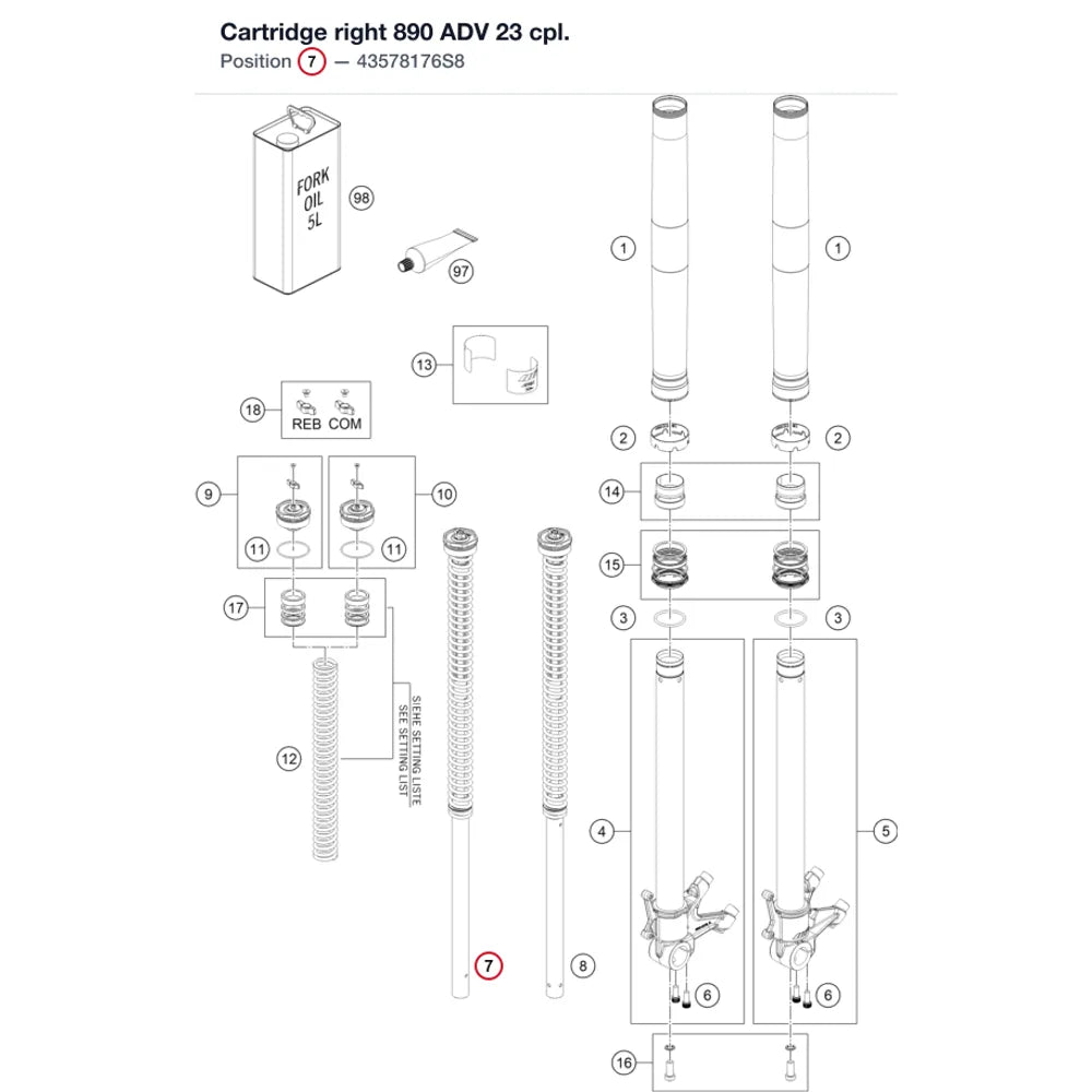 Cartridge right 890 ADV 23 cpl.