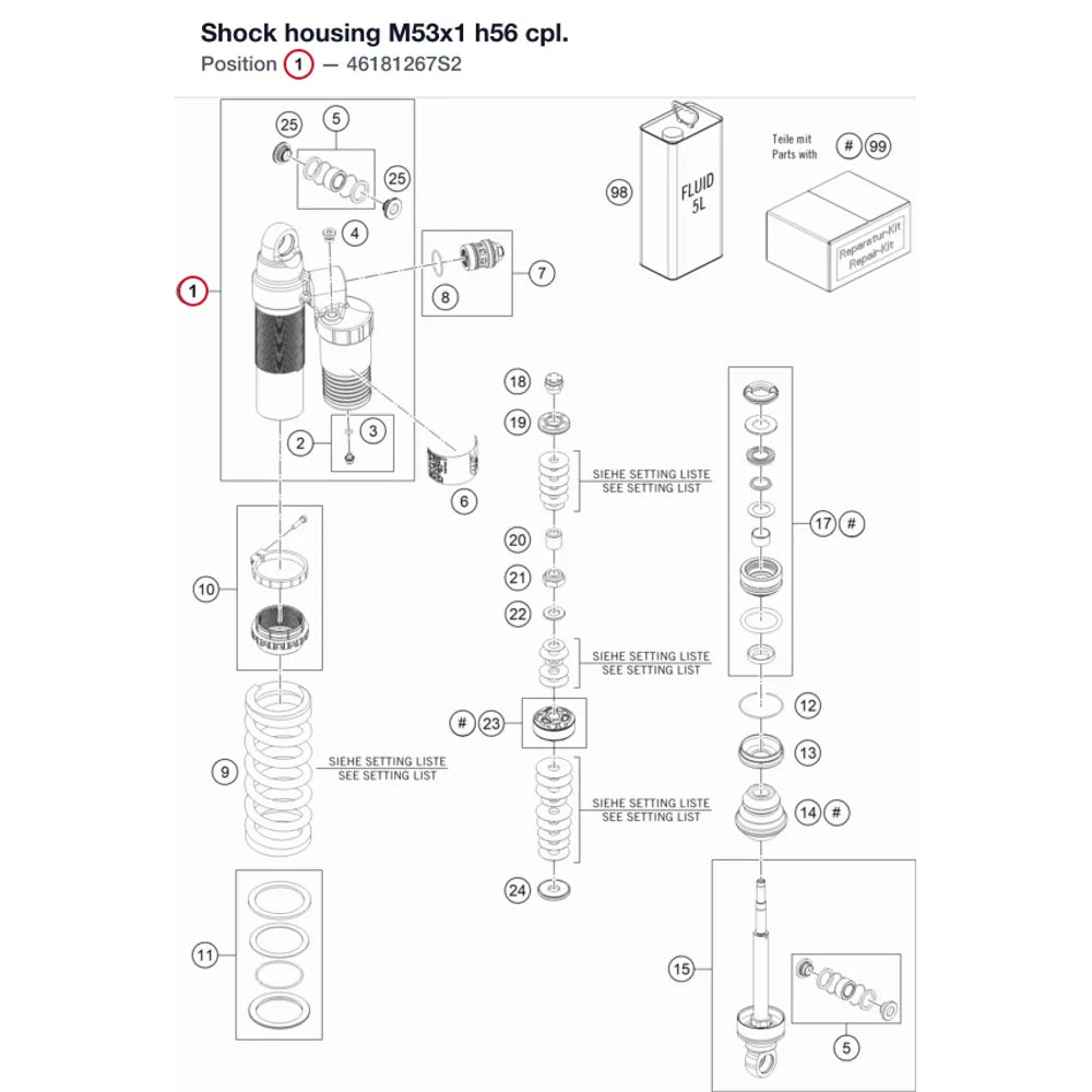 Shock housing M53x1 h56 cpl.