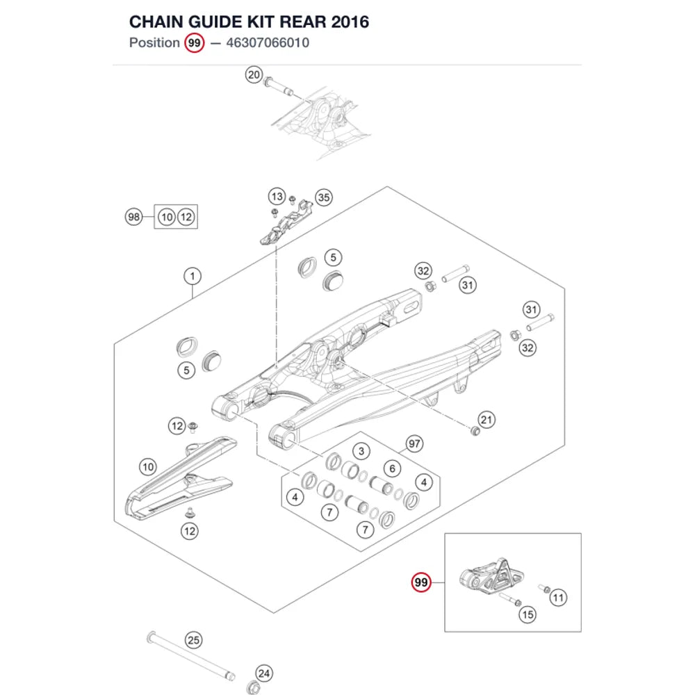 CHAIN GUIDE KIT REAR 2016