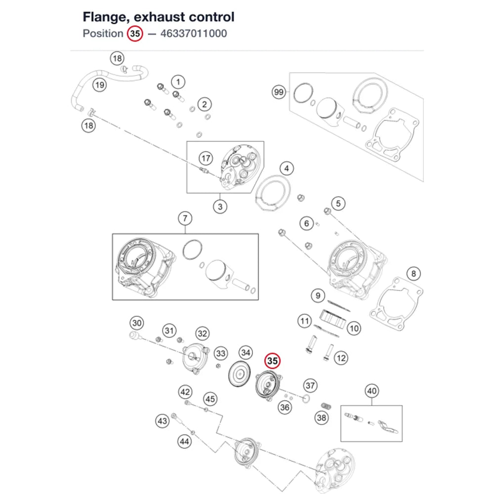 Flange, exhaust control