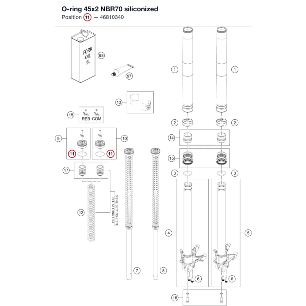 O-ring 45x2 NBR70 siliconized