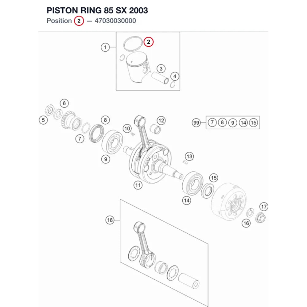 PISTON RING 85 SX         2003