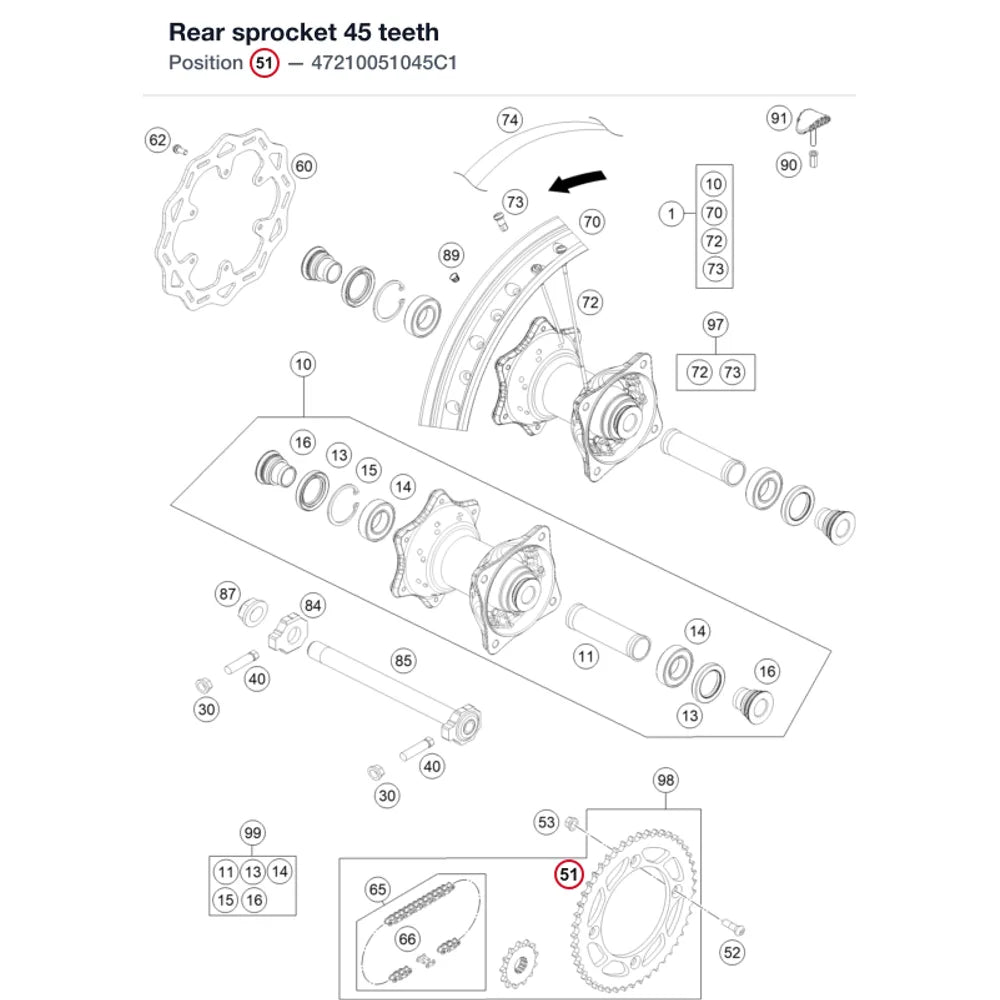 Rear sprocket 45 teeth