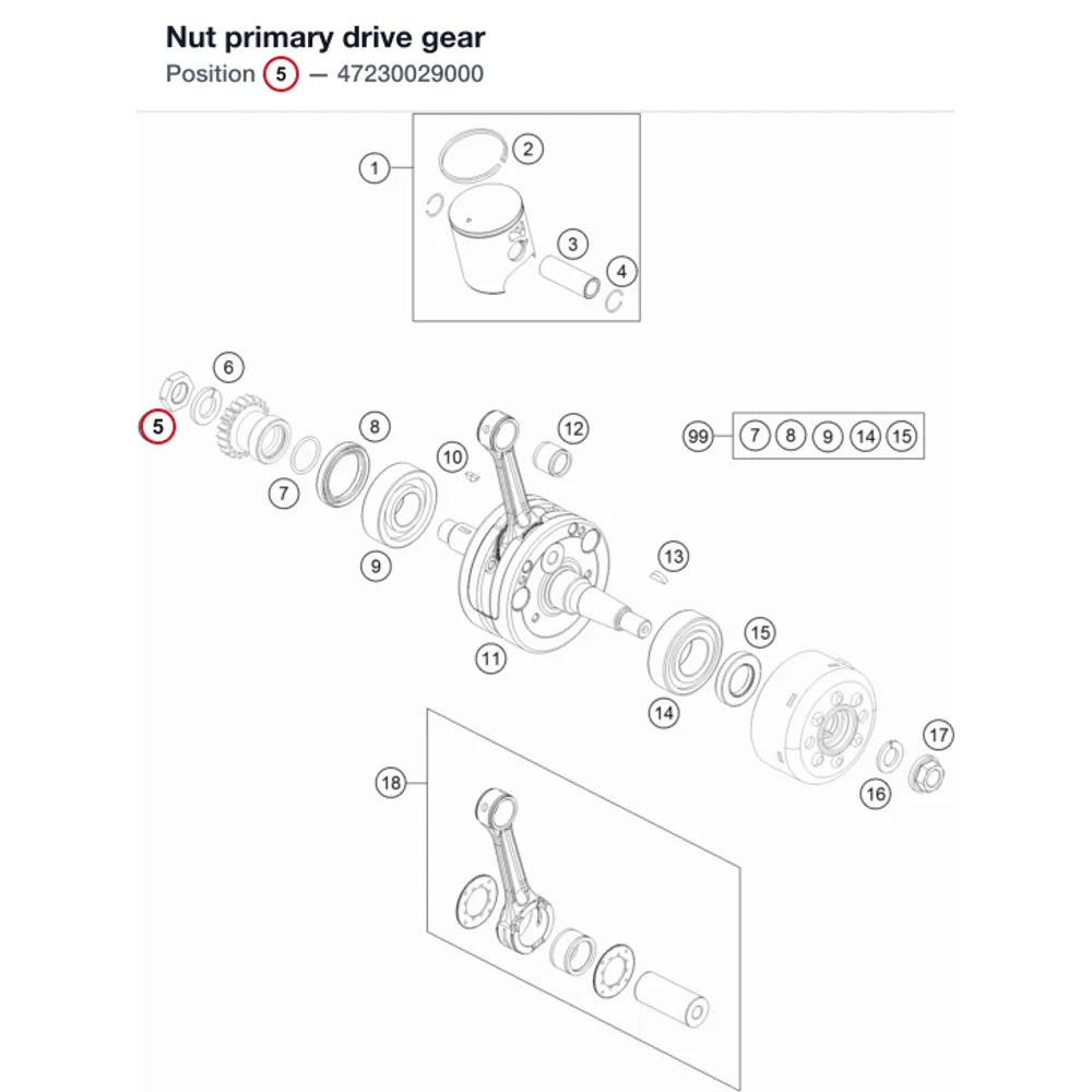Nut primary drive gear