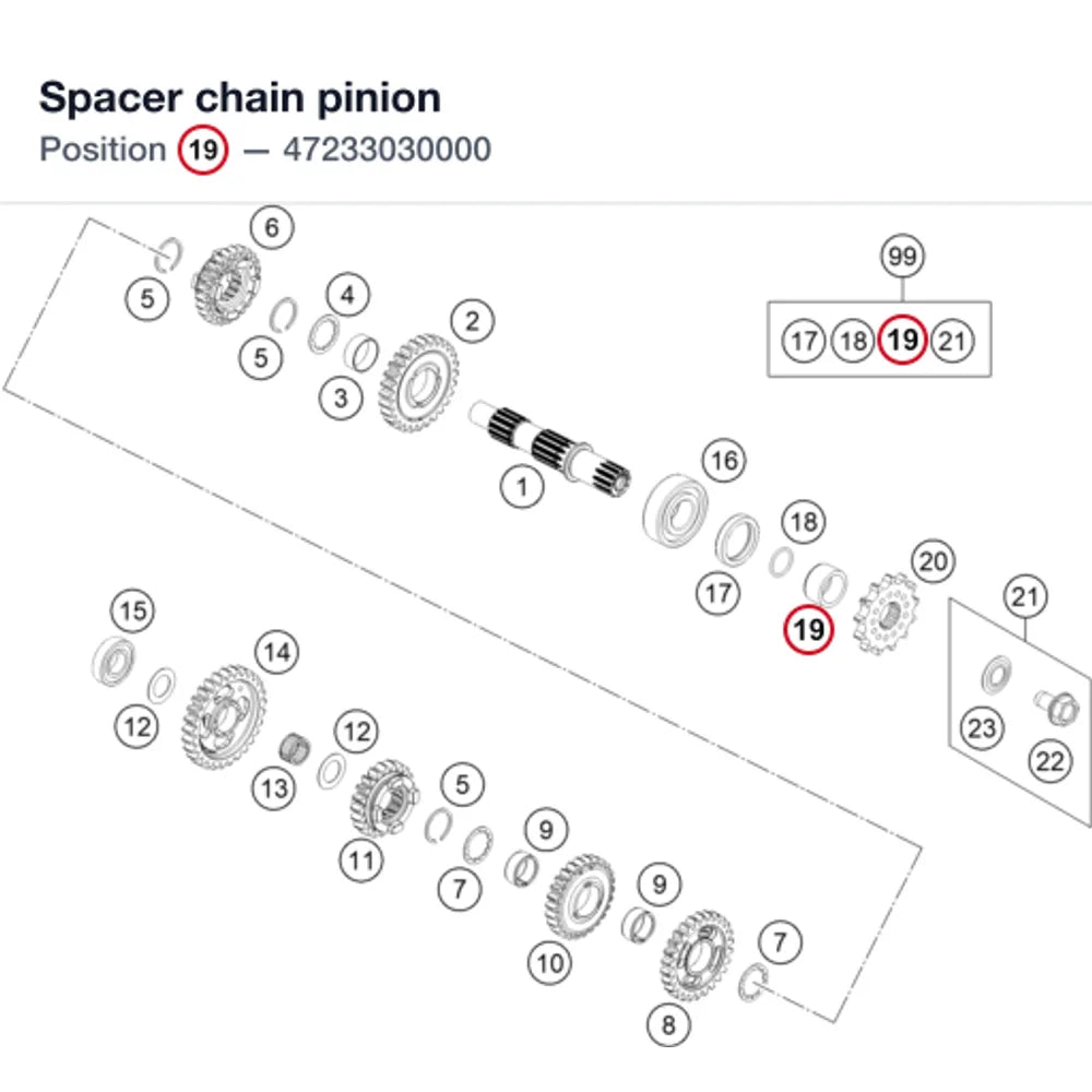 Spacer chain pinion