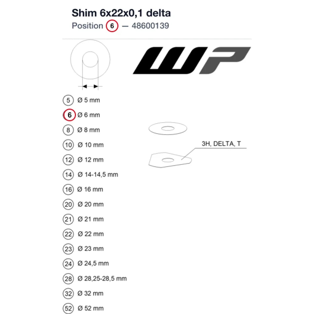 Shim 6x22x0,1 delta
