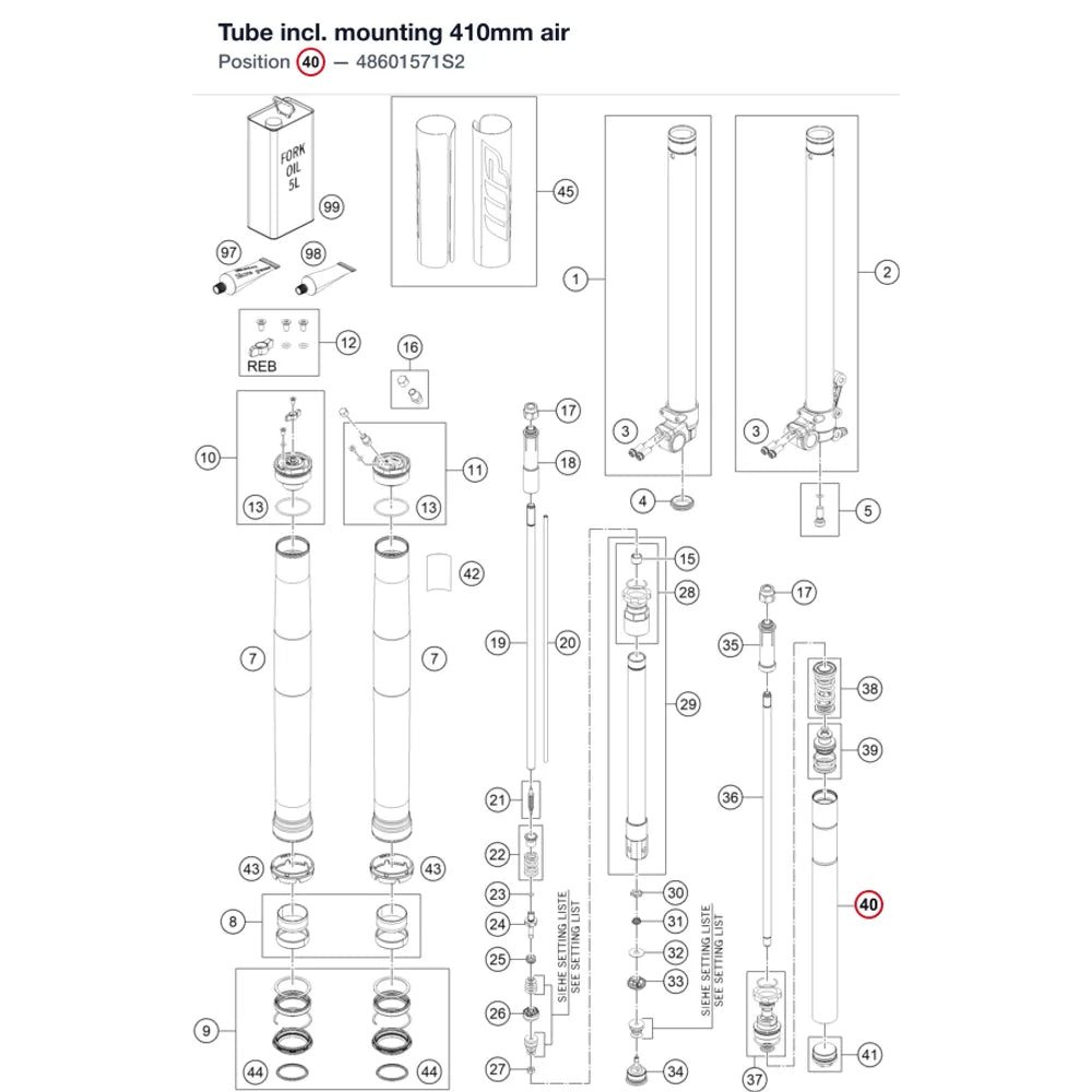Tube incl. mounting 410mm air