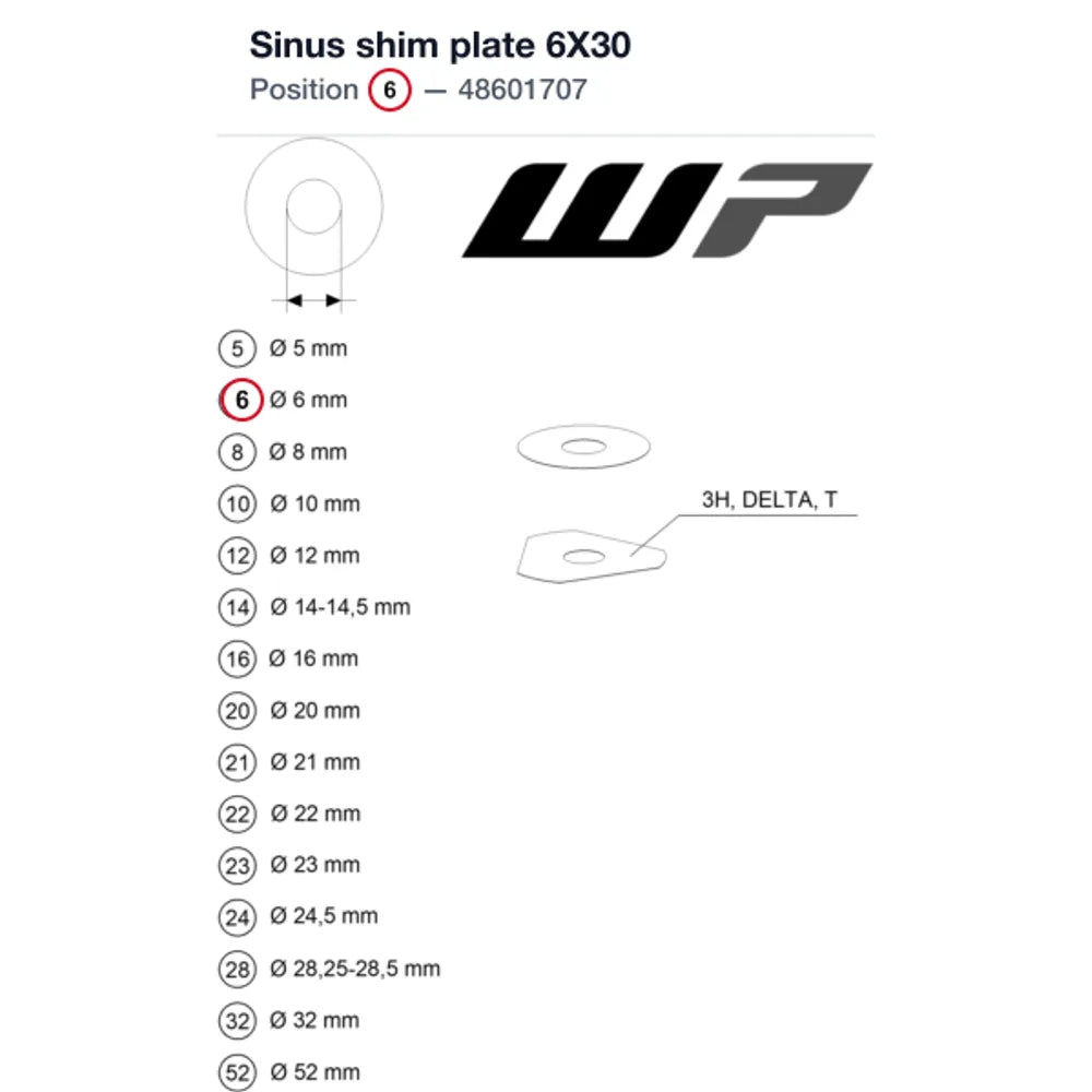 Sinus shim plate 6X30