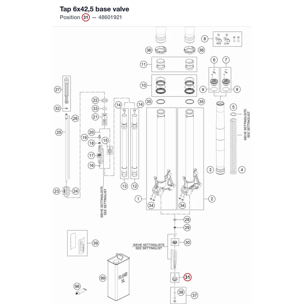 Tap 6x42,5 base valve