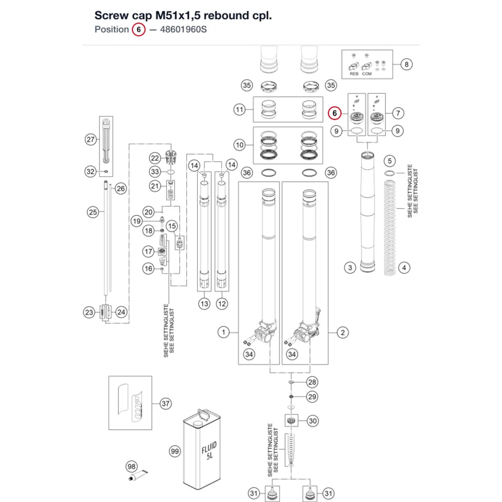 Screw cap M51x1,5 rebound cpl.