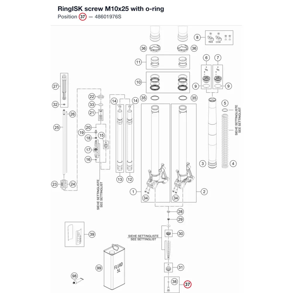 RingISK screw M10x25 with o-ring
