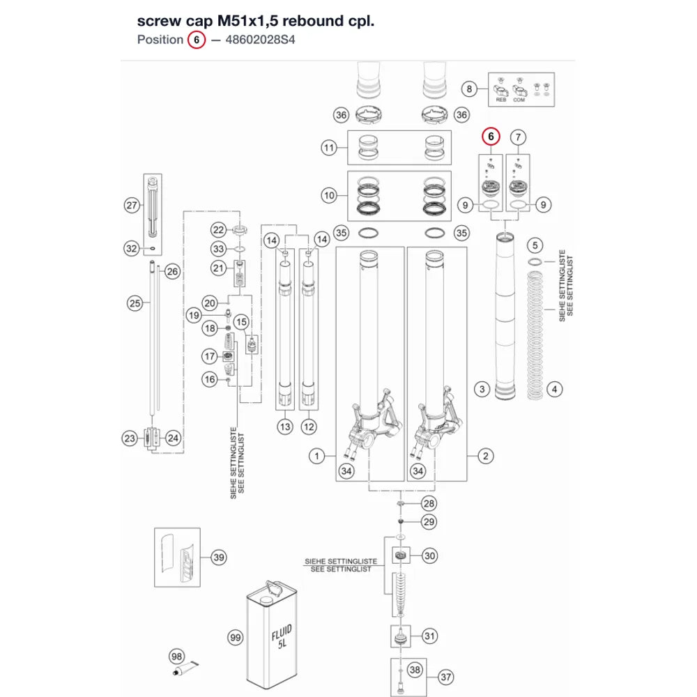 screw cap M51x1,5 rebound cpl.