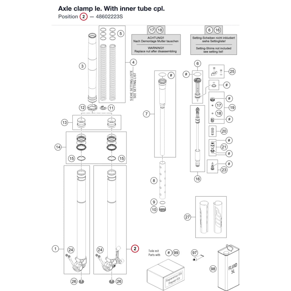 Axle clamp le. With inner tube cpl.