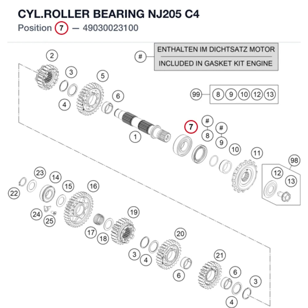 CYL.ROLLER BEARING NJ205 C4