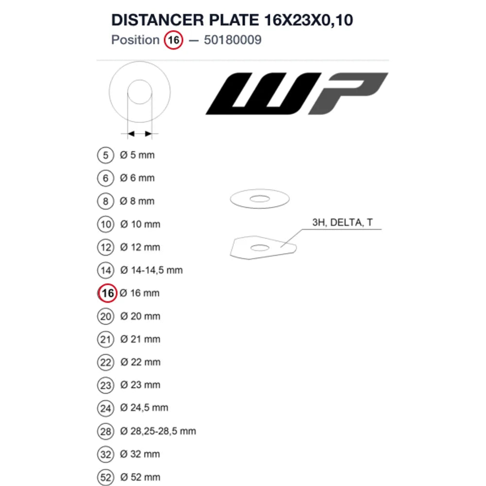 DISTANCER PLATE 16X23X0,10