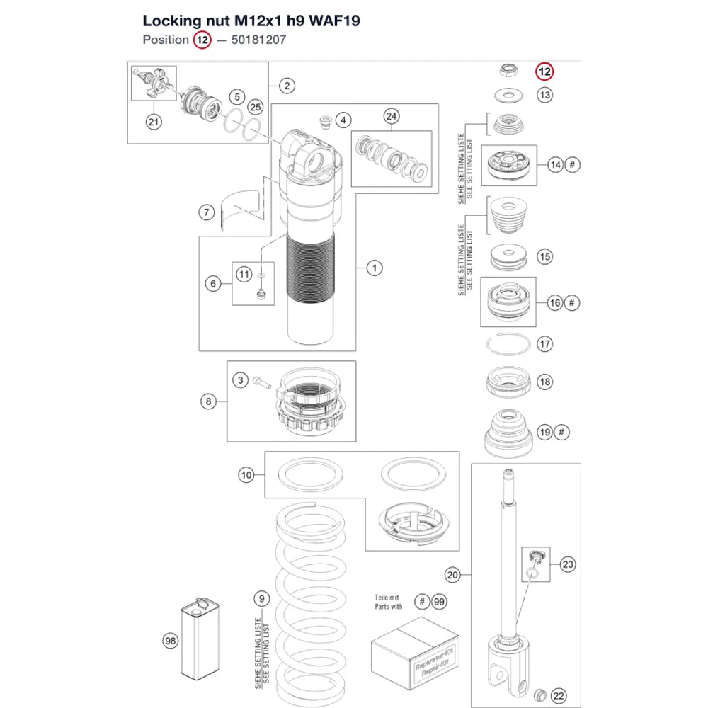 Locking nut M12x1 h9 WAF19