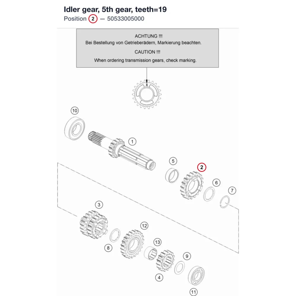 Idler gear, 5th gear, teeth=19