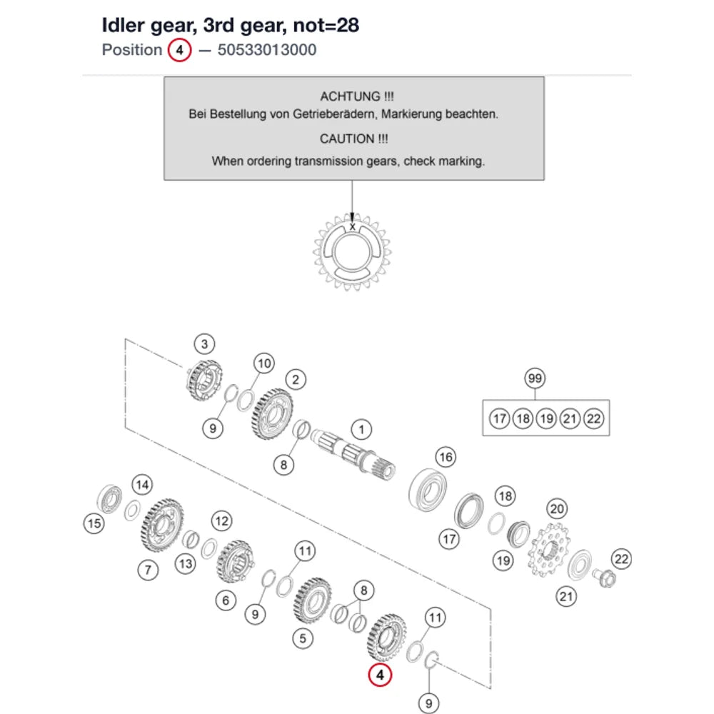 Idler gear, 3rd gear, not=28