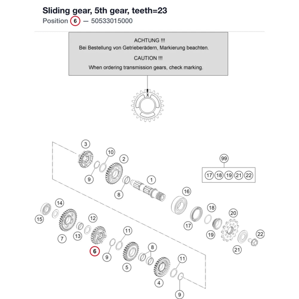 Sliding gear, 5th gear, teeth=23