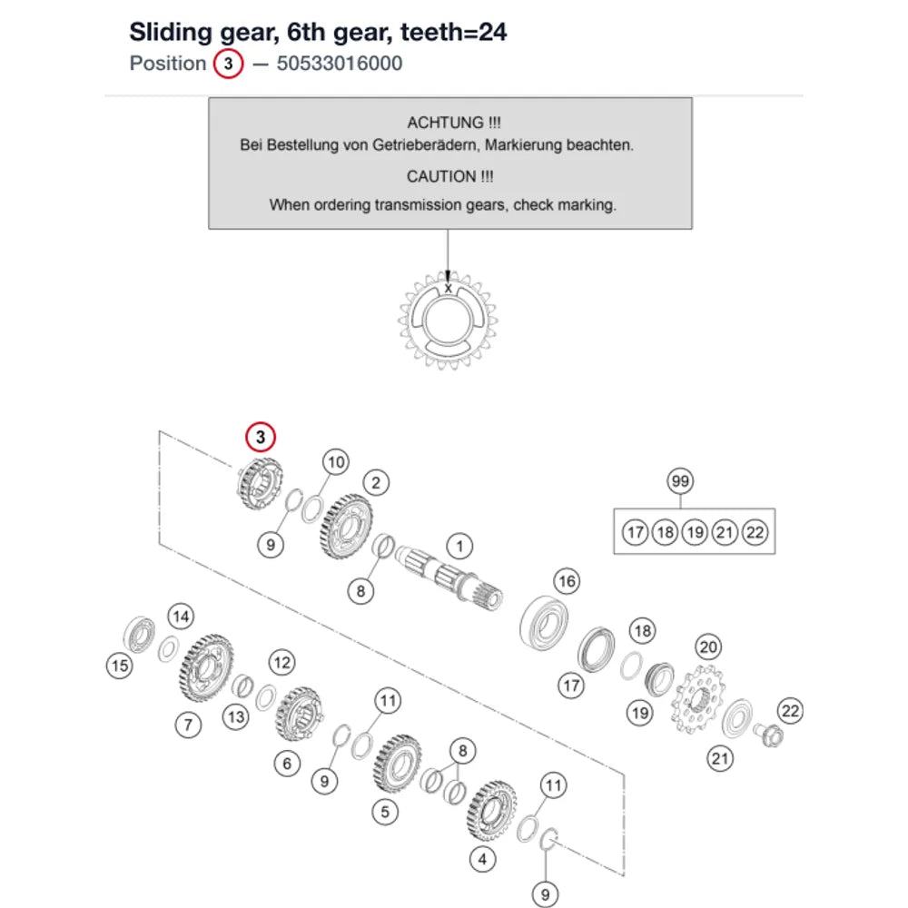 Sliding gear, 6th gear, teeth=24