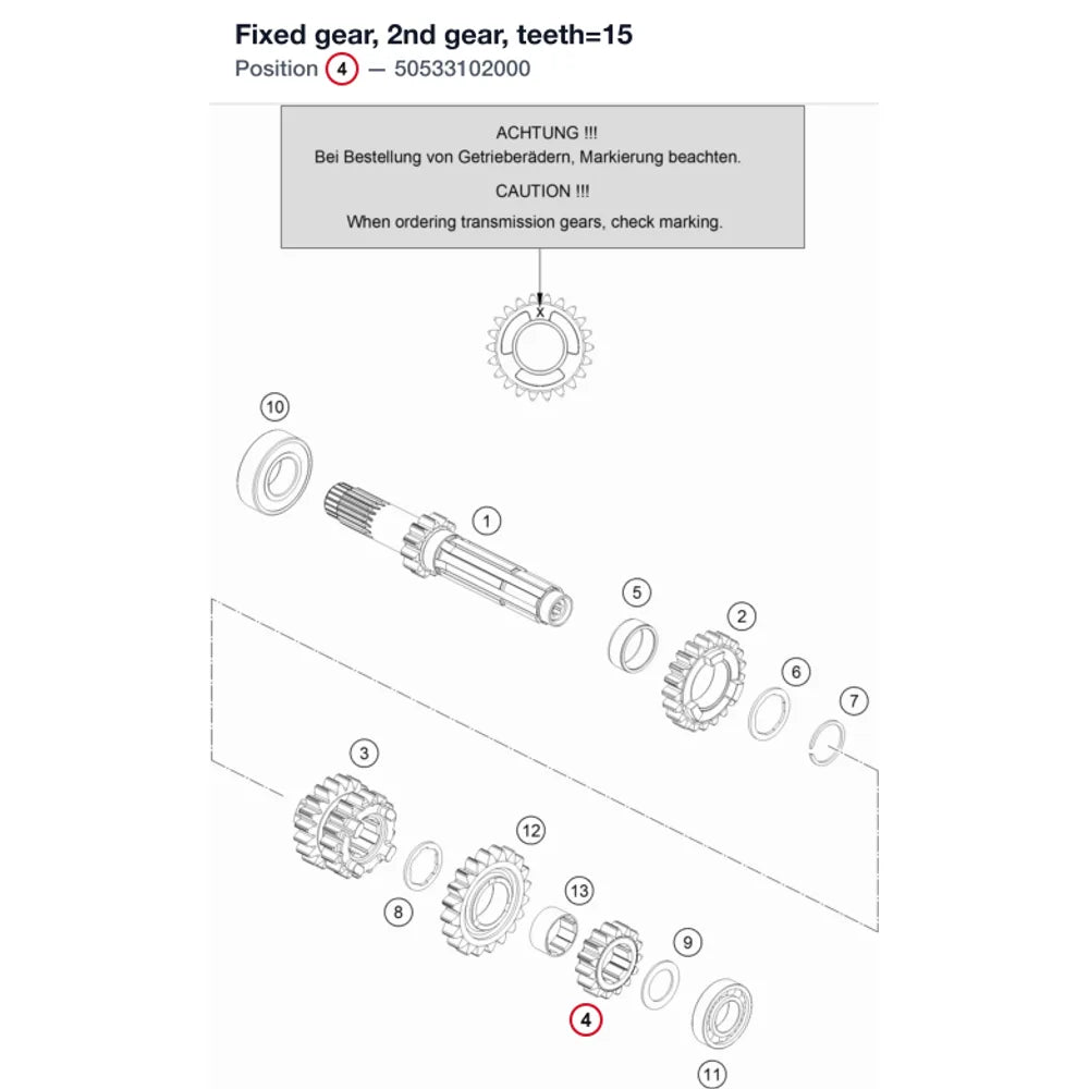 Fixed gear, 2nd gear, teeth=15