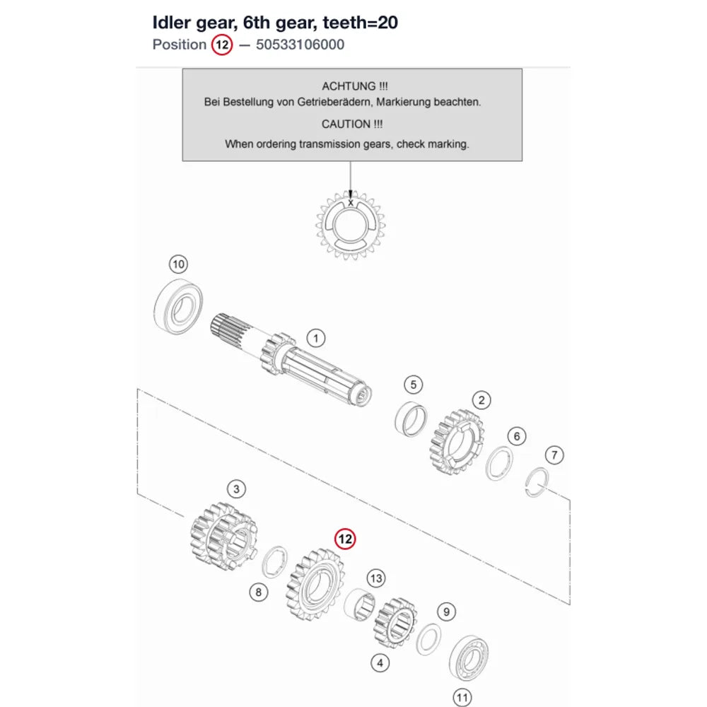 Idler gear, 6th gear, teeth=20