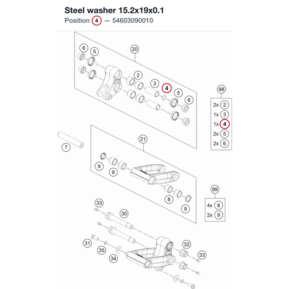 Steel washer 15.2x19x0.1