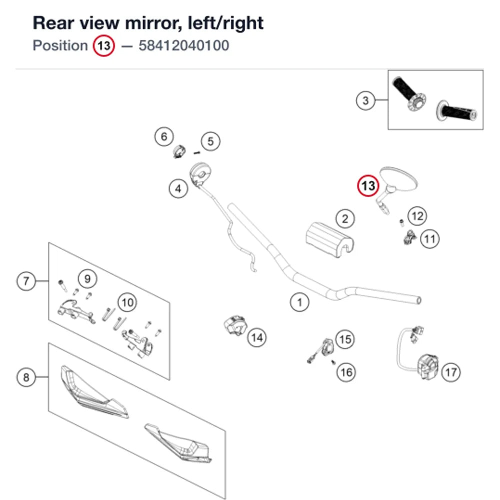 Rear view mirror, left/right