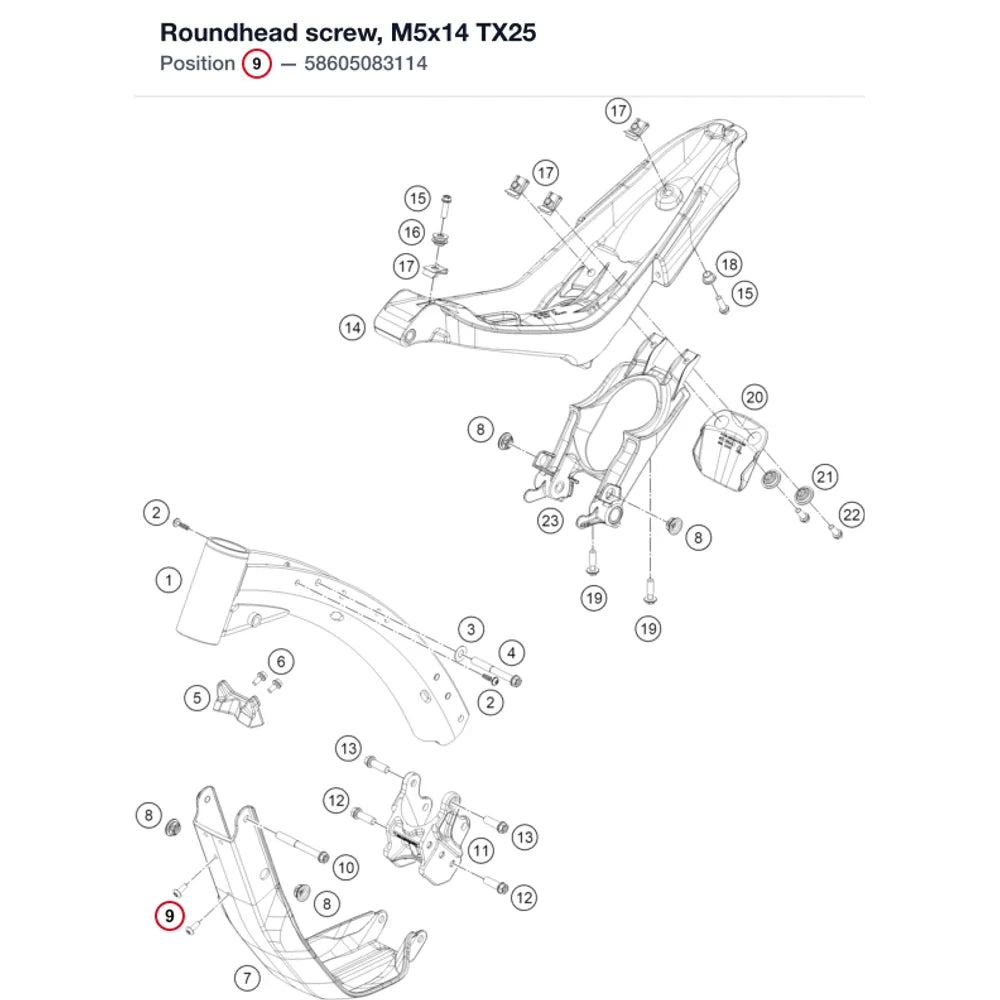 Roundhead screw, M5x14 TX25