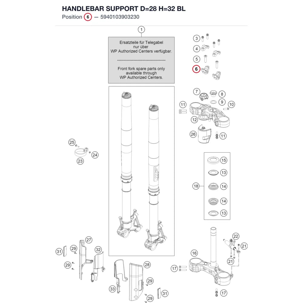 HANDLEBAR SUPPORT D=28 H=32 BL