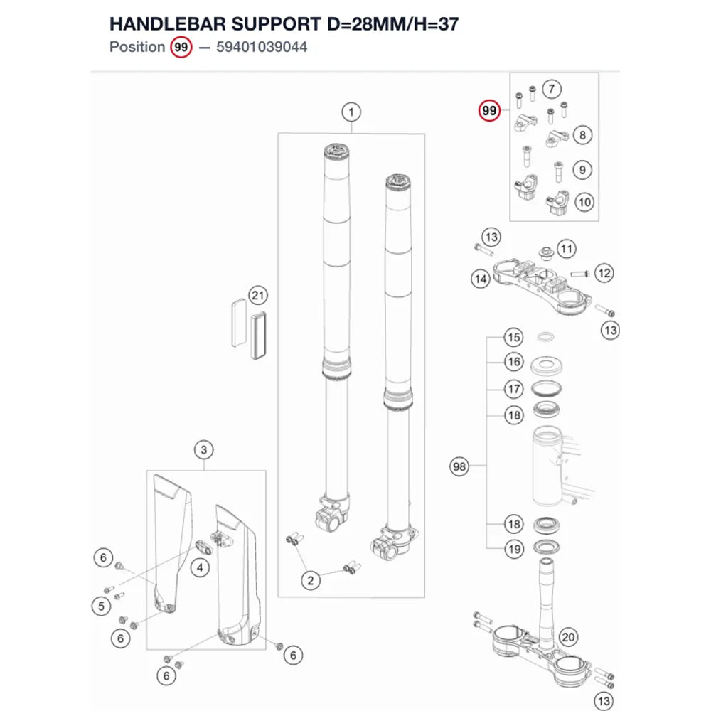 HANDLEBAR SUPPORT D=28MM/H=37