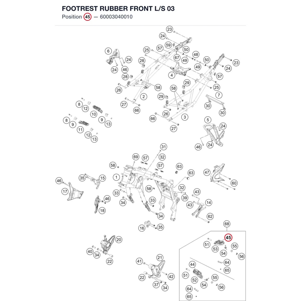 FOOTREST RUBBER FRONT L/S   03