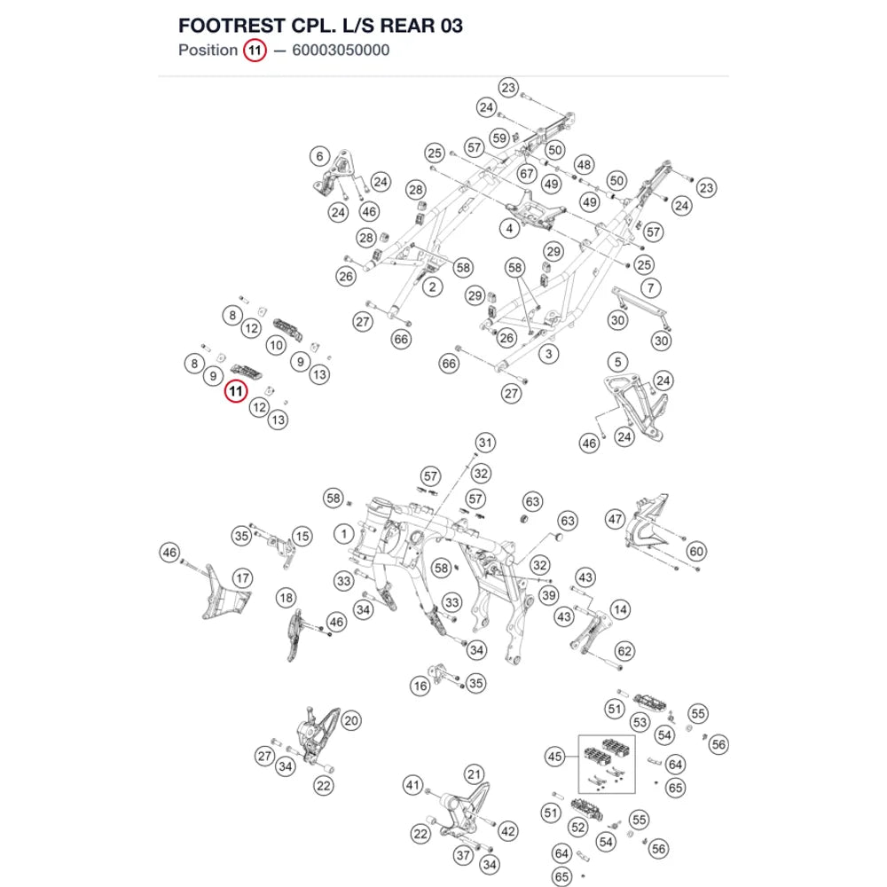 FOOTREST CPL. L/S REAR      03