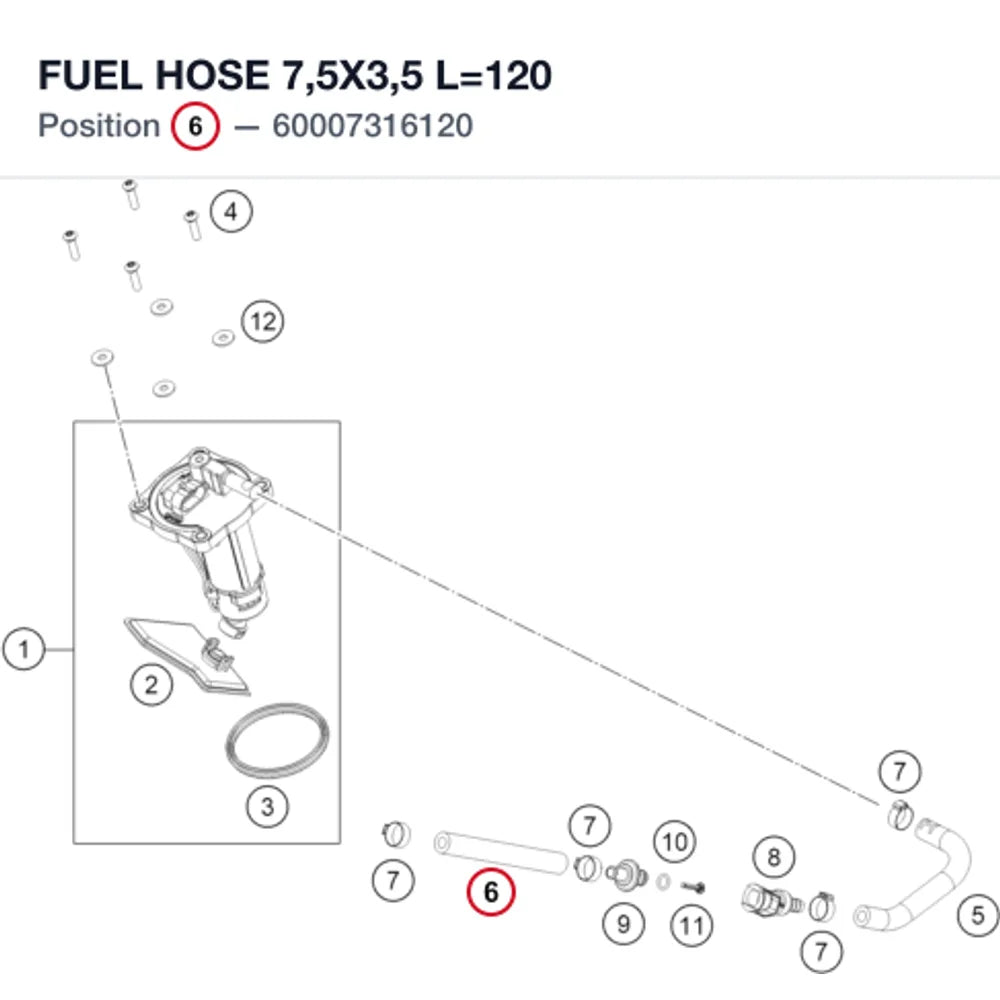 FUEL HOSE 7,5X3,5 L=120