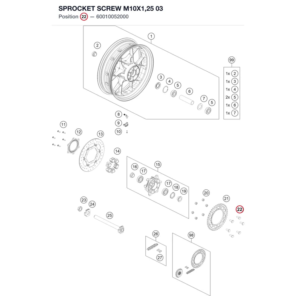 SPROCKET SCREW  M10X1,25    03